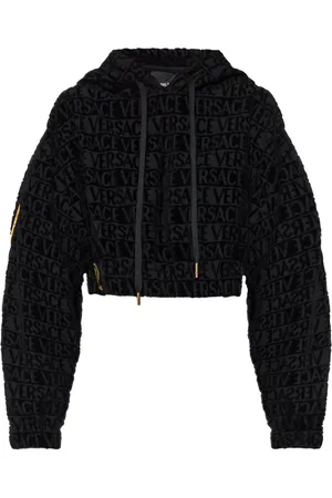 VERSACE Felpa crop I Love Baroque con cappuccio
