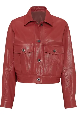 Brunello Cucinelli Giacca crop in pelle