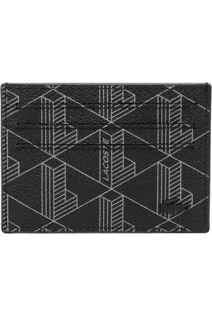 Lacoste Portacarte Noir Gris con monogramma