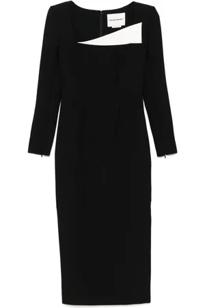 Roland Mouret Abito midi in crêpe a maniche lunghe