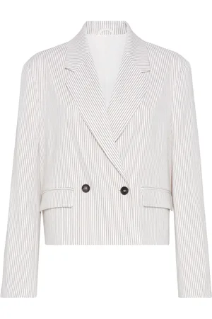 Brunello Cucinelli Blazer crop a righe