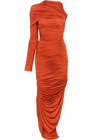 MUGLER Abito midi asimmetrico con ruches