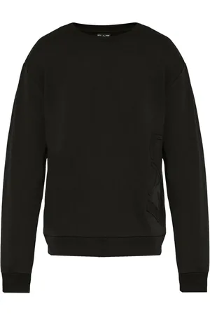 EA7 Felpa in cotone con logo goffrato