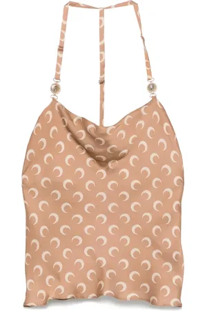 Marine Serre Top in raso con stampa Crescent Moon