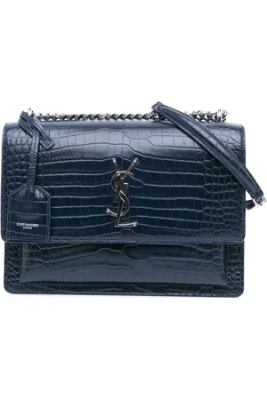 Saint Laurent Borsa a tracolla Sunset media con design trapuntato effetto coccodrillo e monogramma 2017