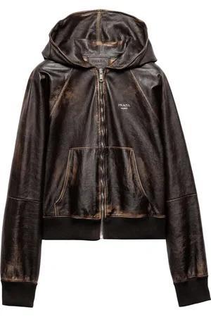 Prada Giacca in pelle con cappuccio