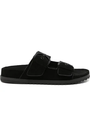 James Perse Sandali slides in pelle scamosciata con fibbia