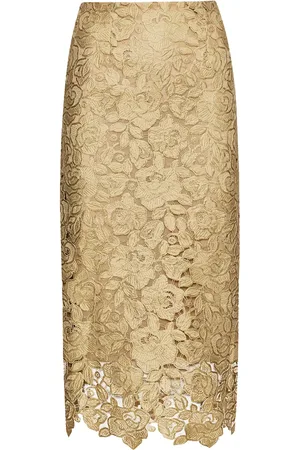Oscar de la Renta Gonna midi Gold Foil Rose