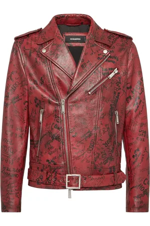 Dsquared2 Giacca in pelle con stampa