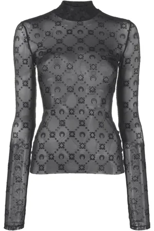 Marine Serre Top in rete con monogramma floccato