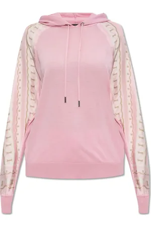 VERSACE Felpa in lana con stampa e cappuccio