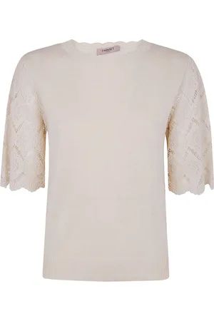 Twin-Set Blusa con maniche in pizzo