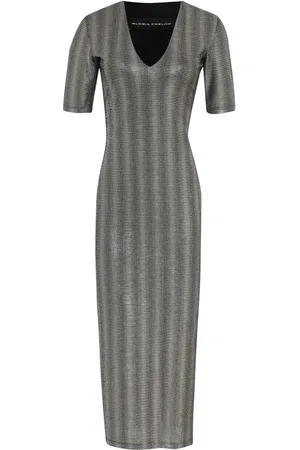 Gloria Coelho Abito midi in rete con spalline