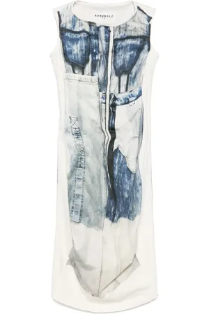 RUNDHOLZ Abito midi con stampa denim