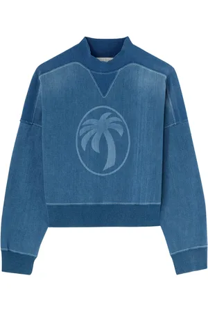 Palm Angels Felpa denim con stampa