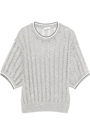 Brunello Cucinelli Top in maglia con paillettes