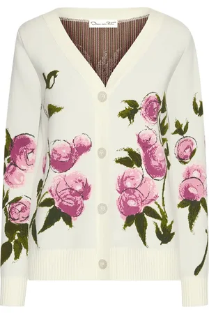 Oscar de la Renta Cardigan Painted Roses