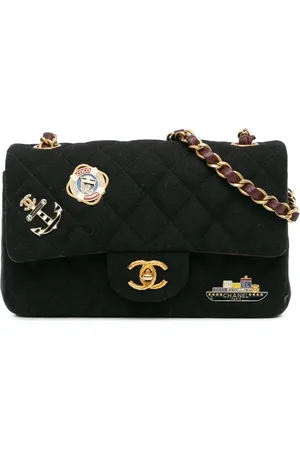 CHANEL Borsa a spalla Classic Coco Sailor Double Flap piccola in jersey 2018-2019