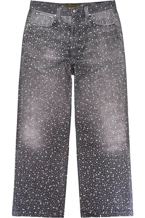 BIRTH OF ROYAL CHILD Jeans dritti neri con strass