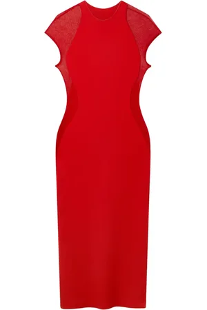 Stella McCartney Abito midi con inserti in pizzo