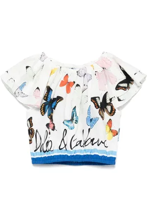 Dolce & Gabbana Blusa in popeline con stampa farfalle