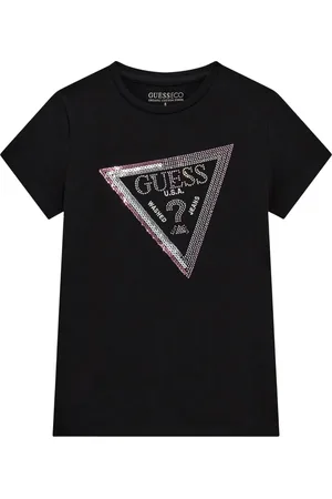 Guess T-shirt in cotone biologico con logo e paillettes