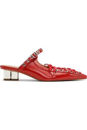 Ganni Mules in pelle con lacci