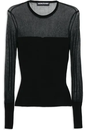 ANDREADAMO Top in maglia con dettaglio semi trasparente