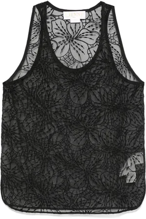 GENNY Top in organza con ricamo a fiori