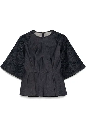 Elie saab Top denim con ricamo