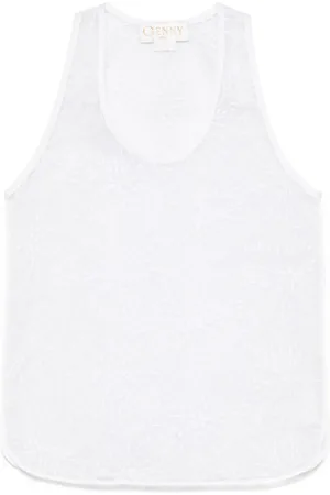 GENNY Top in organza con ricamo a fiori