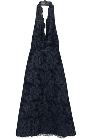 Elie saab Abito denim con ricamo