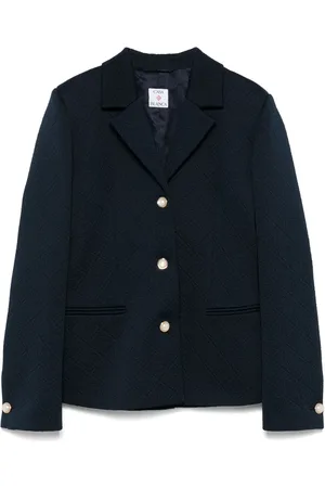 Casablanca Cappotto monopetto con monogramma jacquard