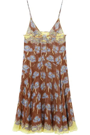 VERSACE Abito Poppies midi in stile foulard