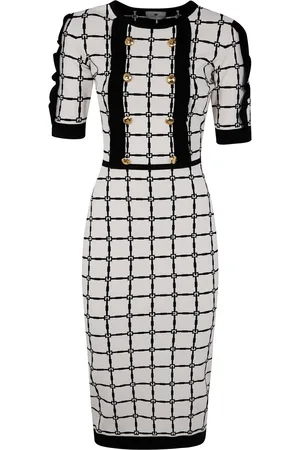 Elisabetta Franchi Abito midi con logo jacquard