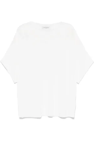 Ermanno Firenze T-shirt in maglia fine con pizzo a fiori