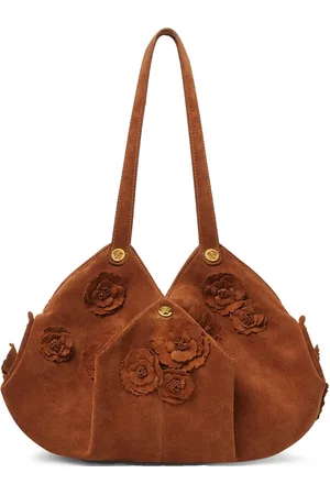VERSACE Borsa a spalla Floral Protea in pelle scamosciata