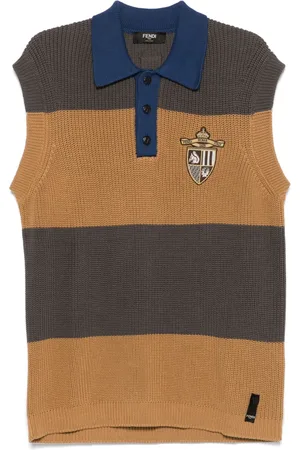 Fendi Polo in cotone con ricamo logo
