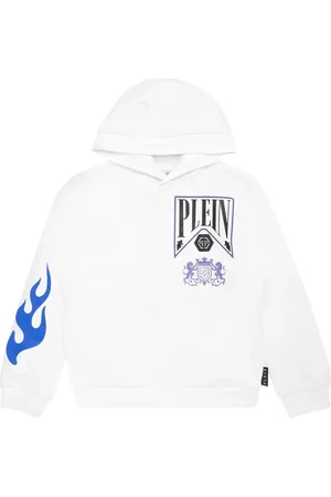 Philipp Plein Felpa Strass Flame Racing con cappuccio