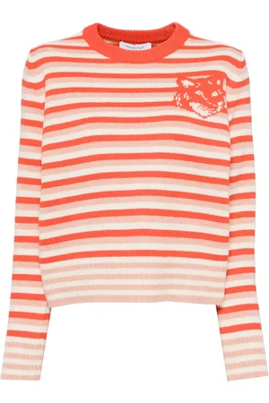 Maison Kitsuné Maglione a righe con testa di volpe