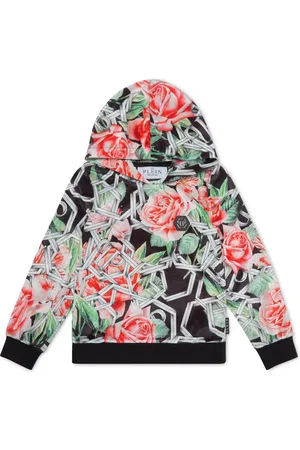 Philipp Plein Felpa Roses con cappuccio