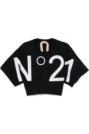 Nº21 T-shirt crop con stampa