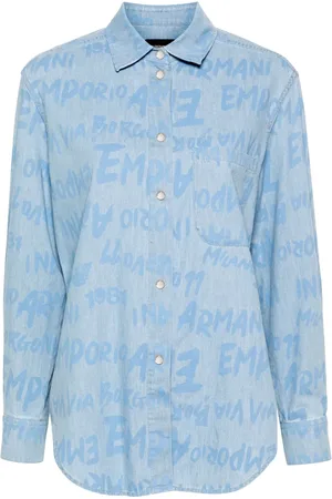 Emporio Armani Camicia denim con stampa