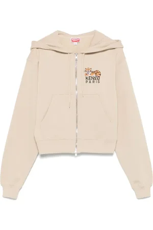Kenzo Felpa crop Happy Tiger con cappuccio
