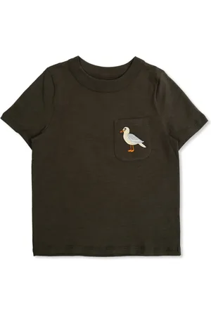 Mini Rodini T-shirt con ricamo gabbiano