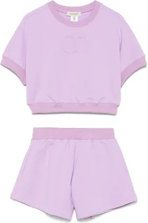 Twin-Set Set con shorts e logo goffrato
