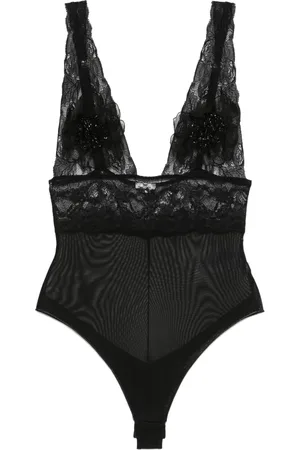 Elisabetta Franchi Body con fiori 3D in tulle