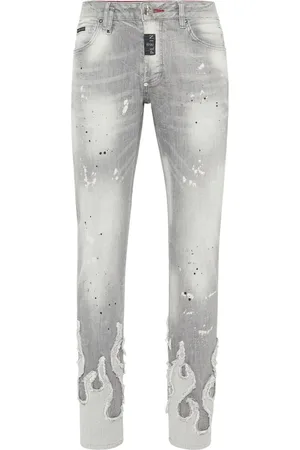 Philipp Plein Jeans dritti con applicazione