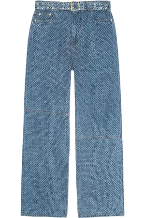 Ganni Jeans a gamba ampia con cintura