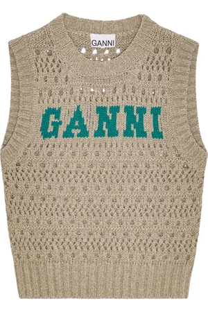 Ganni Top in maglia con intarsio